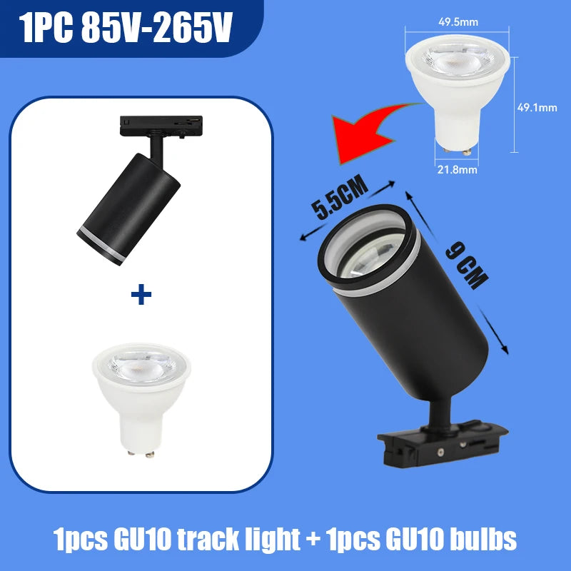 GU10 Track Light Led Spotlights 110V/220V Track Rail Lighting for Living Room Decor Clothing Store Ceiling Spot Lights Full Sets