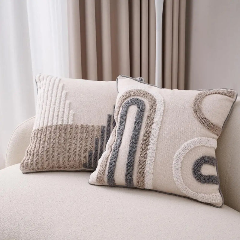 Unique Boho Throw Pillow with Braided Rope Pattern Handmade Tassels Cushion Soft Cotton Linen Textured Cushion for Sofa Bed