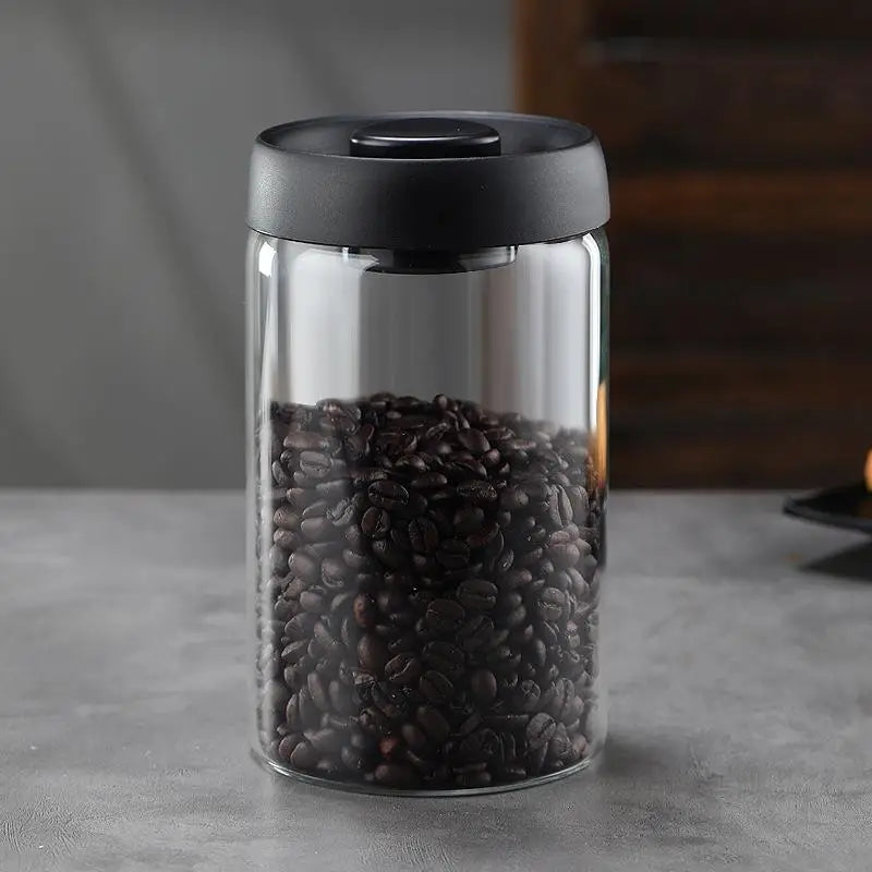 Vacuum Sealed Tank Coffee Bean Glass Sealed Jar Household Moisture-proof Air Extraction Airtight Container Coffee Set