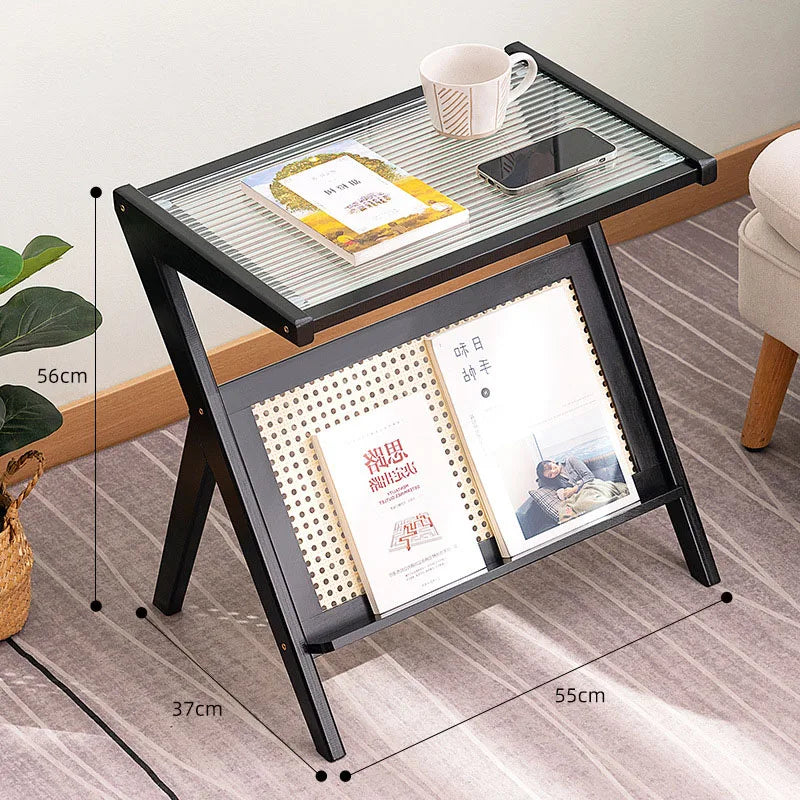 Z Shaped Side Table Creative Tea Coffee Table With Rack For Household Sofa Corner Living Room Bedroom Small Apartment Supplies