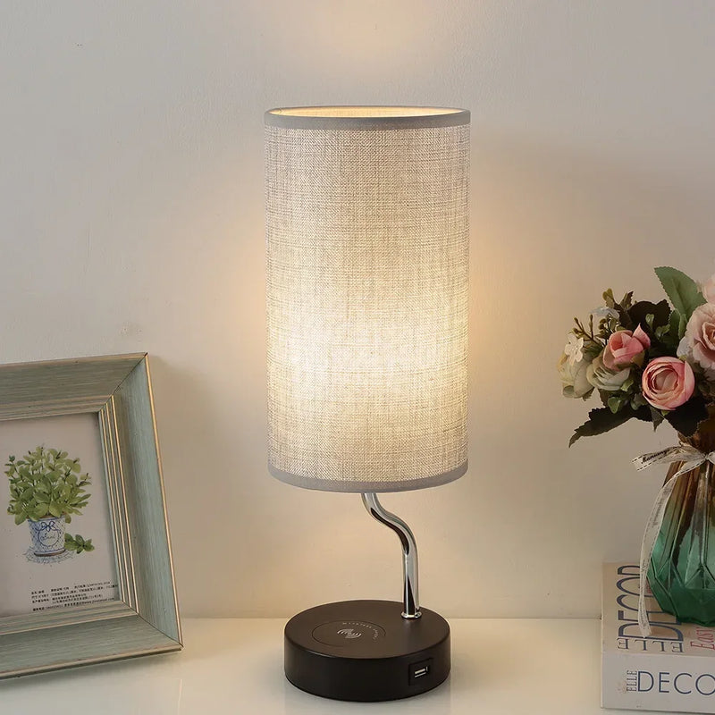 Led Desk Lamp Bedside Table Lamp with Wireless Phone Charge 3 Way Dimmable USB Rechargeable Lamp Light Fixture مصابيح الإضاءة