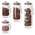 1Pcs Glass Food Storage Jars,Glass Storage Containers Clear Glass Food Canister with Bamboo Lid Airtight For Coffee,Flour, Sugar