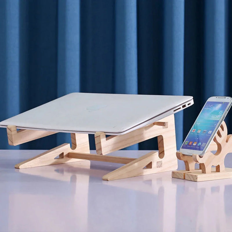 Laptop Stand for MacBook Pro Notebook Stand Wood Tablet Stand Bracket Bamboo Vertical Laptop Holder for 10-17 inch Notebook PC