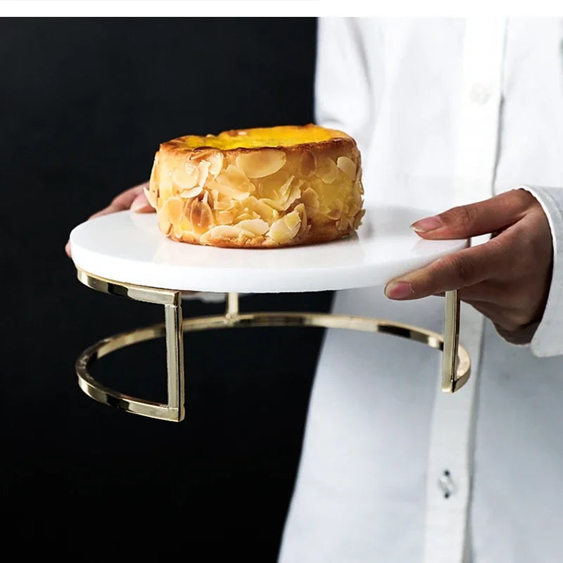 Nordic Marble Cake Dessert Tray Decoration Modern Simple Home Makeup Tools Jewelry Storage Plate Fruit Snack Chocolate Display