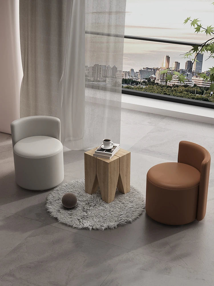 Living Room Light Luxury Stool Household Soft Bag Low Stool Sofa Round Bench Coffee Table Back Chair Door Shoe Change Stool