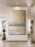 Large Canvas Black Beige Abstract Hand Painted Painting Minimalist Textured Wall Art Handmade Canvas Painting Living Room Decor