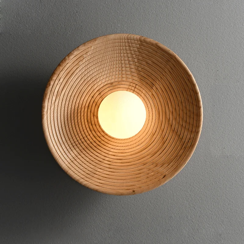 YEBMLP Postmodern Retro Wooden Wall Lamp Silent Meditation Porch Wall Light Indoor Decor LED Light Study Room Teahouse Wall Lamp