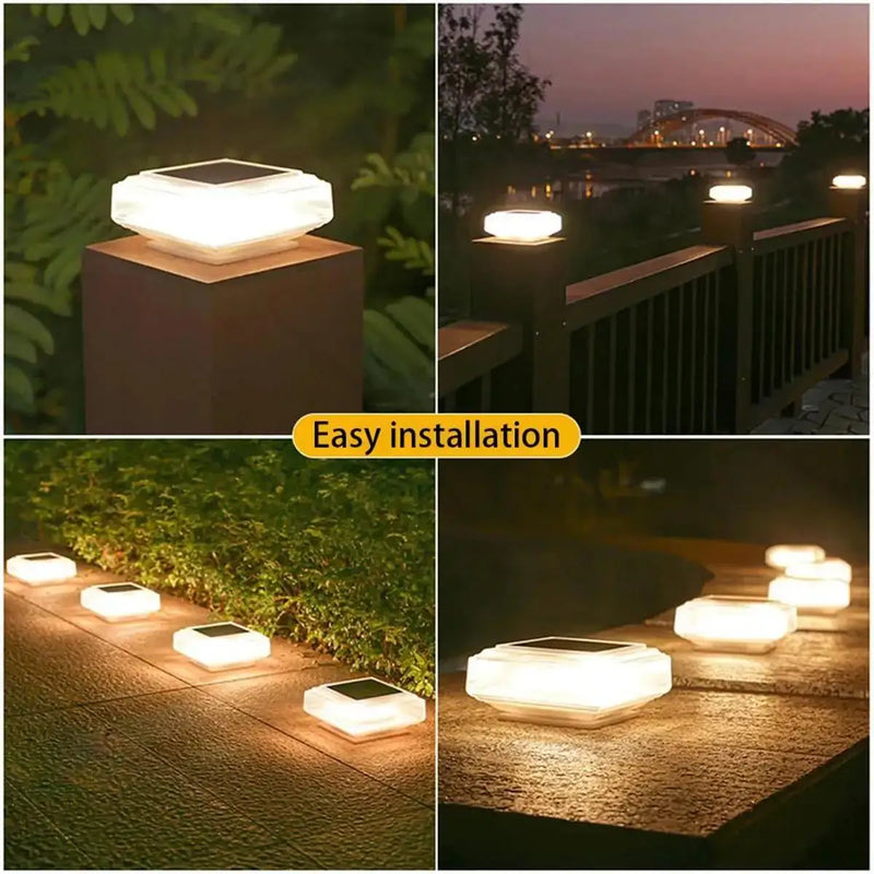 Led Solar Post Light Warm Pillar Lamp Rechargeable Outdoor Powered Drop Floor Landscape Garden The For Lawn Batteries Decoration