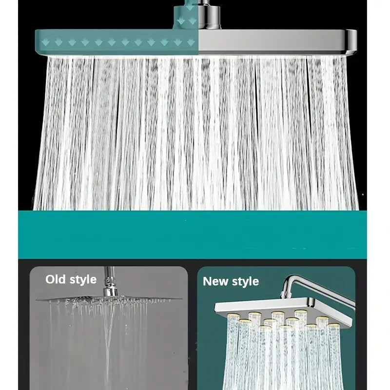 1pc Bathroom High Pressure Shower Head, Silvery Plating/black Square Shower Head, Daily Fixed Shower Spray For Bathroom