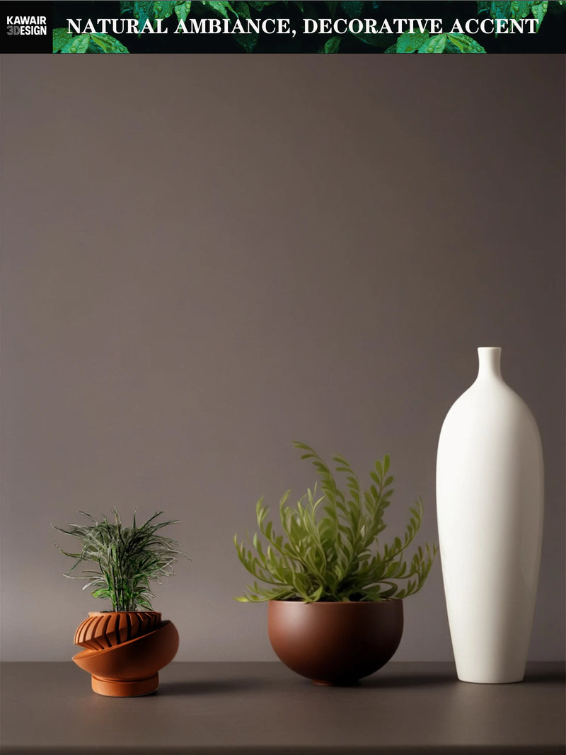Modern Minimalist 3D Printed Plant Pot – Biodegradable Flower Planter for Home Decor, Eco-Friendly Sustainable Gift (Luxar)