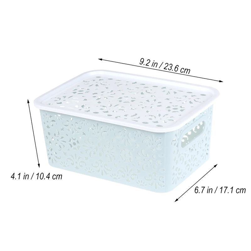 Plastic Storage Box Stackable Storage Container Hollow Out Delicate Storage Basket With Lid For Clothes Toy Home storage Supply