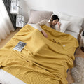 Summer Waffle Plaid Cotton Bed Blanket Throw Thin Quilt Knitted Bedspread Home Hotel Coverlets Green Pink Throw Blankets