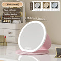 3 Color LED Makeup Mirror Dimmable with Touch Screen Fold Adjust Cosmetic Mirrors 8.66 & 7.28inch for Tabletop Travel & Home Use