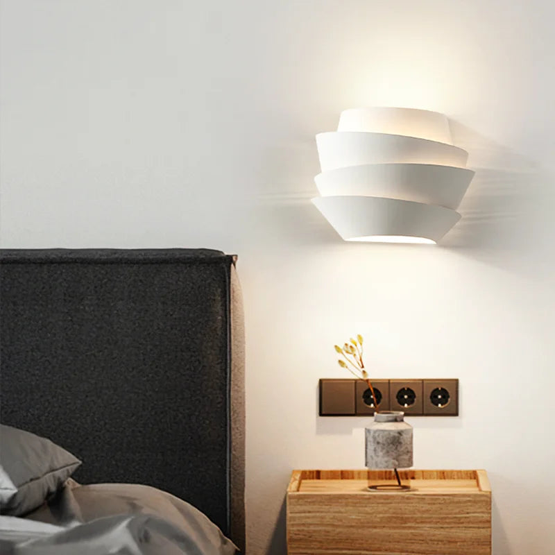 Nordic Pinecone Design White Wall Lamp Bedroom Bathroom LED Wall Lights Stair Aisle Simple Decorative Light Living Room Sconce