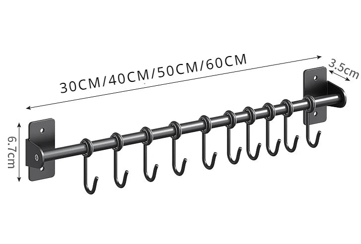 Kitchen Hook Rack Stainless Steel Wall Shelves Storage Utensils Holder Kitchen Accessories Organizer Wall storage rack no punch