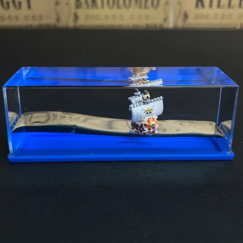 One Piece Going Merry Pirate Ship Fluid Liquid Thousand Sunny Ship Floating Boat Drift Barcos Living Room Decorations Gifts ﻿
