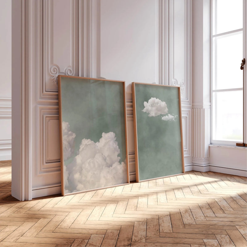 Sage Green Cloud Wall Art Poster Abstract Sky Art Canvas Prints For Modern Living Room Bedroom Dormitory Home Aesthetic Decor