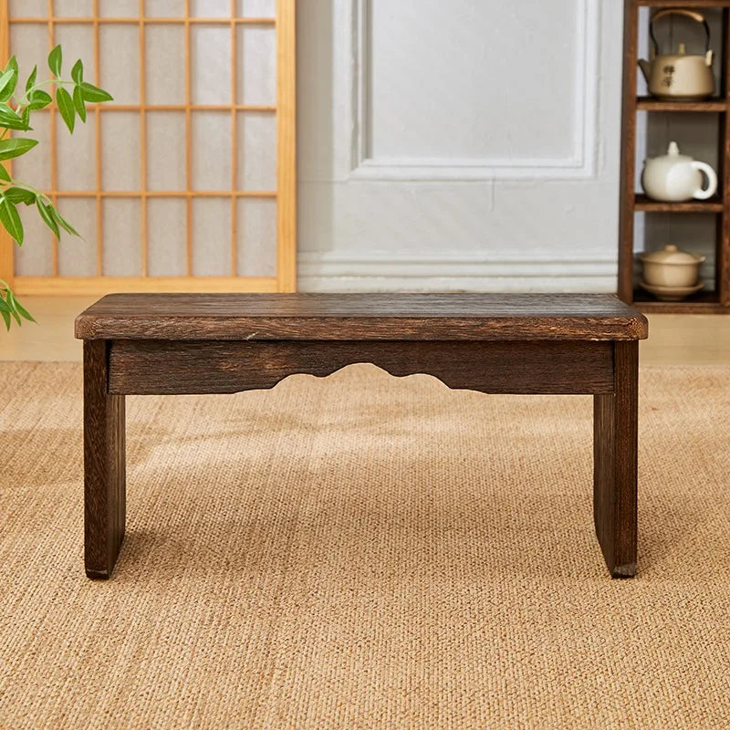 Meditation Solid Wood Stool Foldable Wood Yoga Bench Kneeling Stool Yakisugi Floor Seat Burnt Paulownia Home Correction Chair