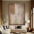 Large Beige Brown Abstract Boho Textured Handmade Canvas Painting  Modern Home Wall Art Decor