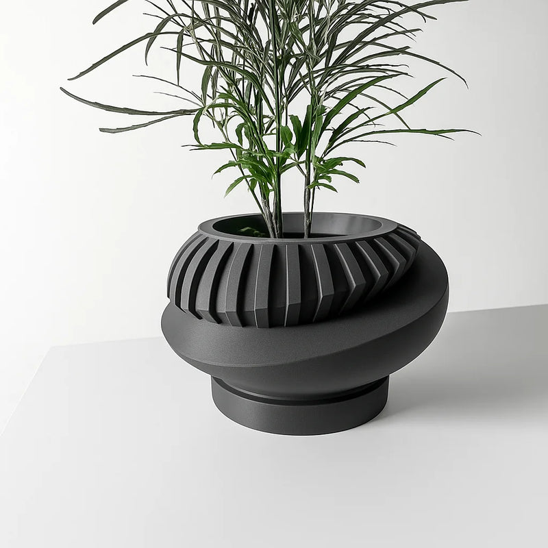 Modern Minimalist 3D Printed Plant Pot – Biodegradable Flower Planter for Home Decor, Eco-Friendly Sustainable Gift (Luxar)