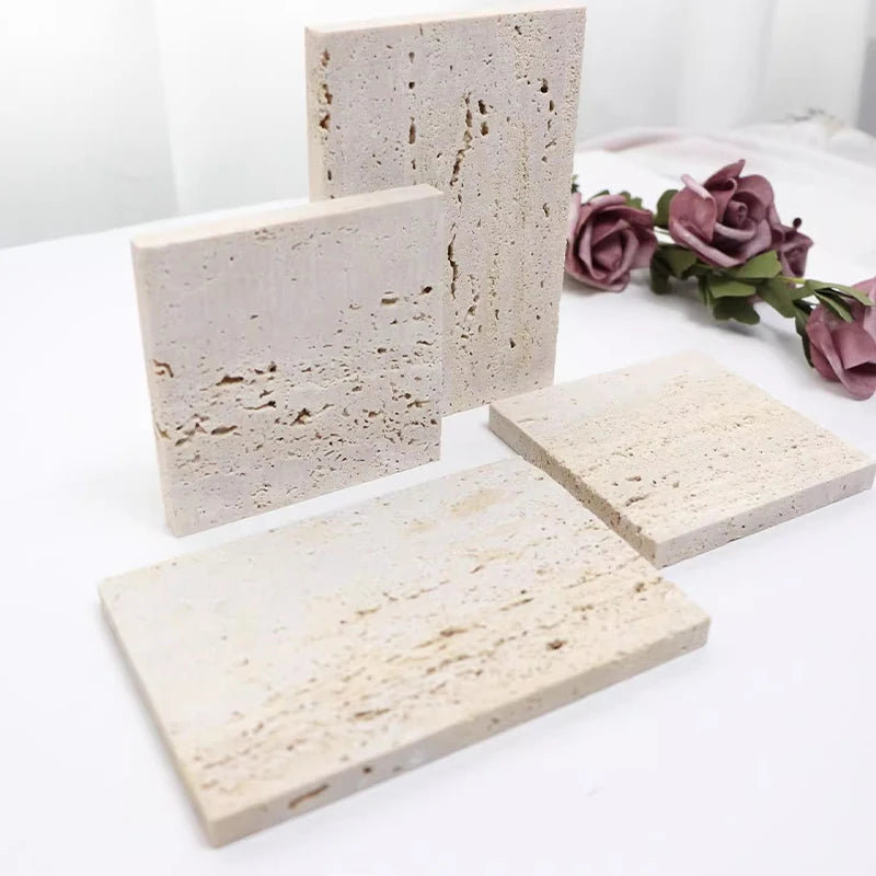 Travertine Marble Jewelry Holder, Stone Vanity Tray for Makeup Photography, Earring Display ,Artisan Crafted Wabi Sabi Decor