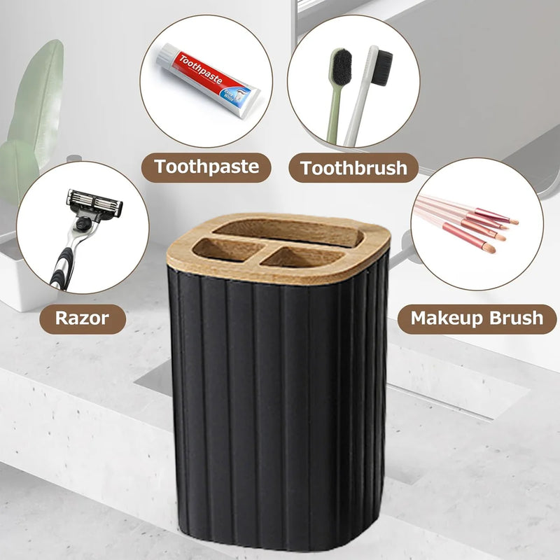 Matte Black Bathroom Accessory Set 3Pcs Bathroom Vanity Countertop Lotion Soap Pump Dispenser Toothbrush Holder and Tray Set