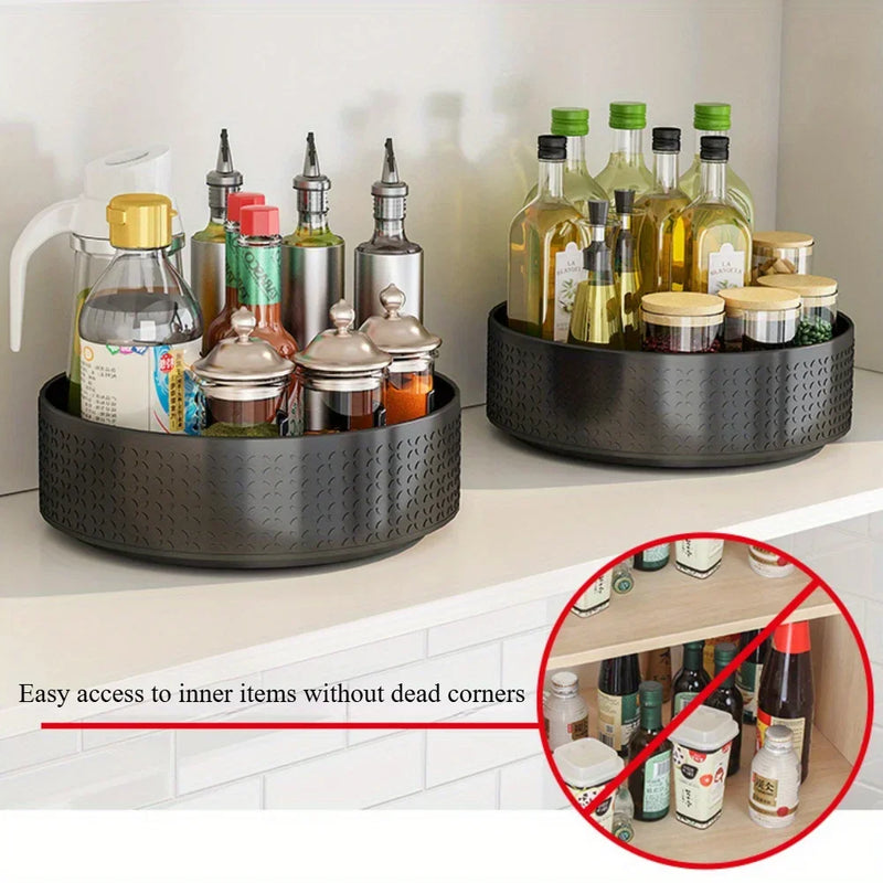 360° Rotating Spice Rack Organizer - 3-Tier Space-Saving Carousel for Oil/Vinegar/Seasonings Countertop Cabinet Storage Solution