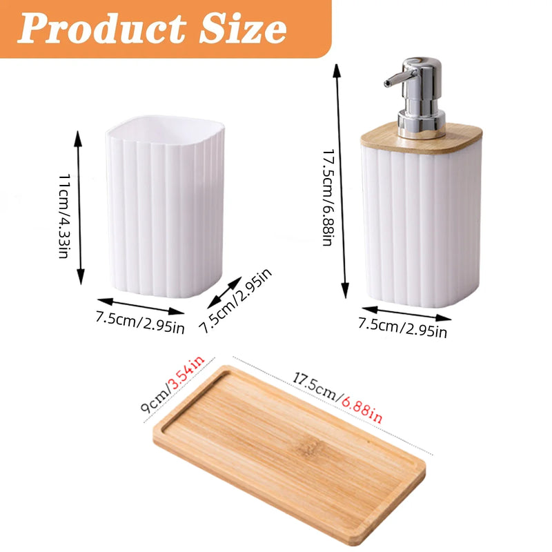 Matte Black Bathroom Accessory Set 3Pcs Bathroom Vanity Countertop Lotion Soap Pump Dispenser Toothbrush Holder and Tray Set