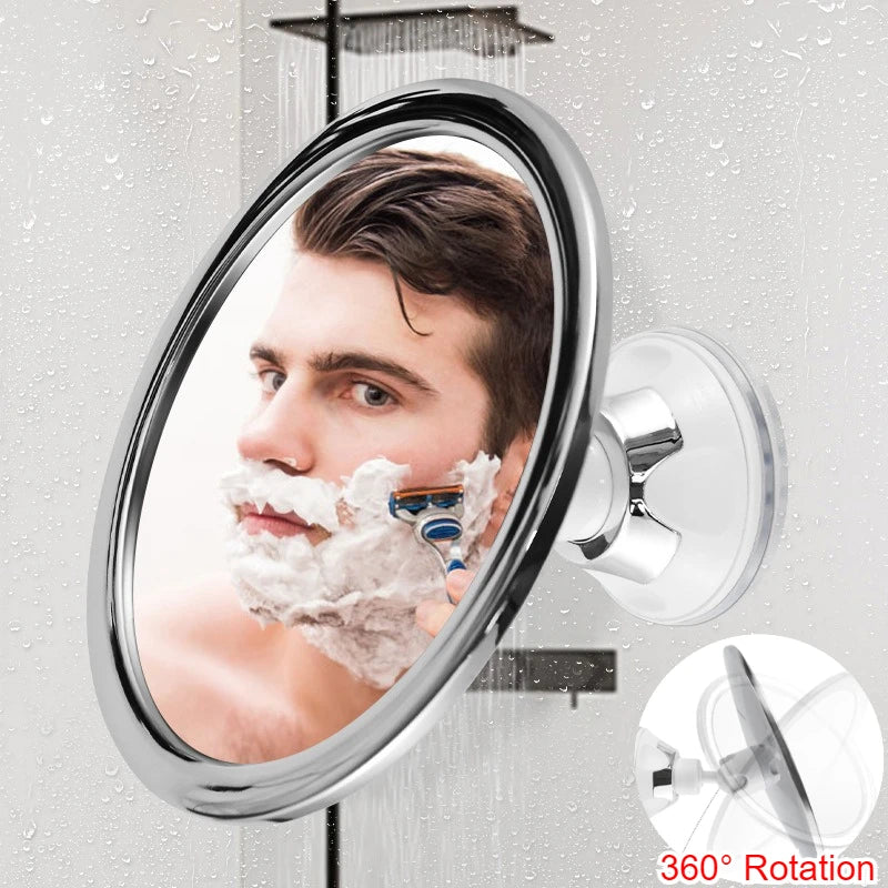 360° Rotatable Shower Mirror Bathroom Fogless Makeup Mirror With Holder Suction Cup Anti-Fog Mirror for Shaving Makeup Showering
