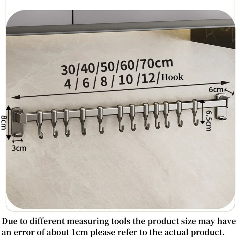 Kitchen Hook Punch-free Hanging Rod Spovel Hanger Row Hook Multifunctional Wall-mounted Storage Knife Holter