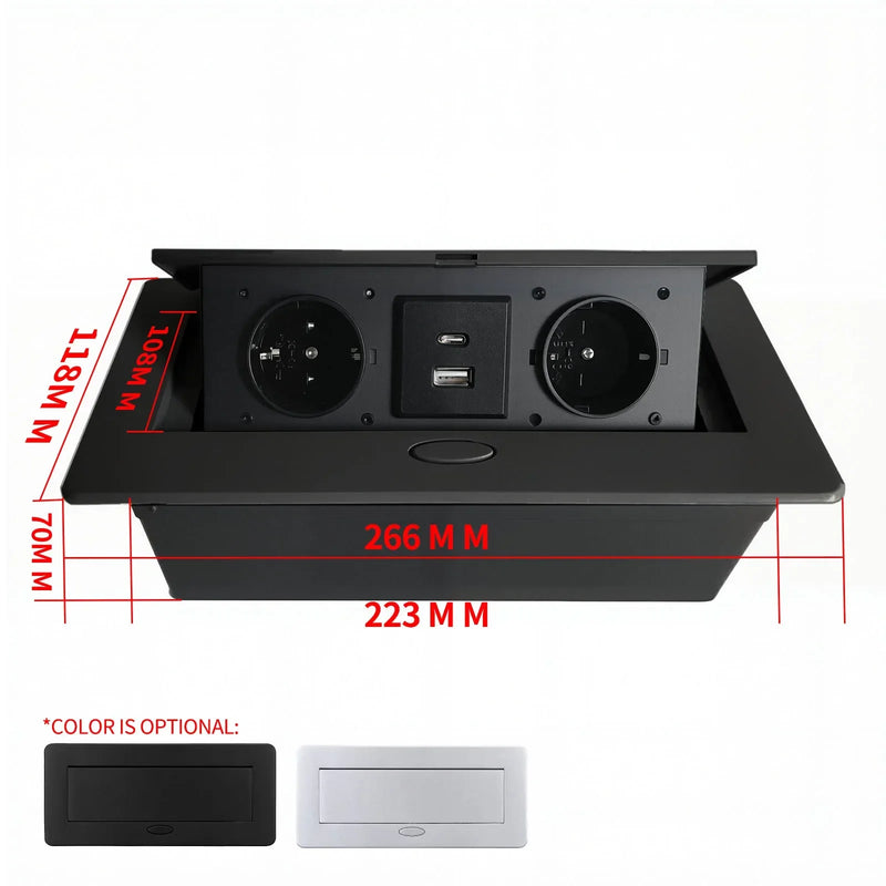 Table Charging Station Hidden Type Power Socket Slow Pop-Up Table Outlet Desktop Socket for US/EU Home Office Kitchen