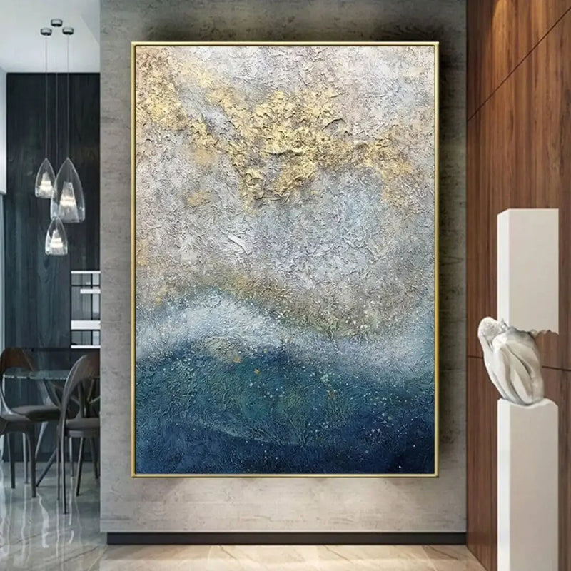 Large Beige Brown Abstract Boho Textured Handmade Canvas Painting  Modern Home Wall Art Decor