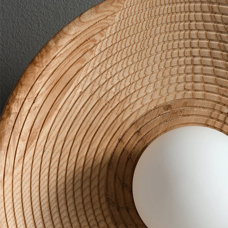 YEBMLP Postmodern Retro Wooden Wall Lamp Silent Meditation Porch Wall Light Indoor Decor LED Light Study Room Teahouse Wall Lamp