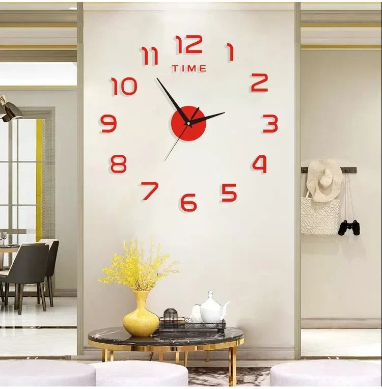 Creative 3D Digit Wall Clock DIY Acrylic Silent Digital Clock Mirror Wall Stickers for Living Room Bedroom Kitchen Decoration