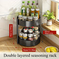 360° Rotating Spice Rack Organizer - 3-Tier Space-Saving Carousel for Oil/Vinegar/Seasonings Countertop Cabinet Storage Solution
