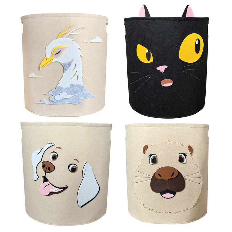 1PC Animal Storage Basket With Handle Toys Clothes Organizer Sundries Folding Storage Box Cabinet Laundry Basket Container