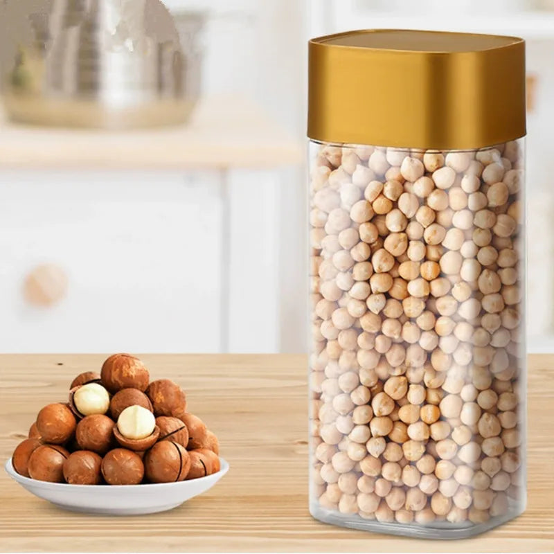 360ml-630ml Empty Plastic Food Jars Kitchen Cookie Sealed Cans Kitchen Storage Organization Food Storage Box Dried Grains Tank