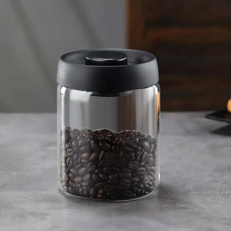Vacuum Sealed Tank Coffee Bean Glass Sealed Jar Household Moisture-proof Air Extraction Airtight Container Coffee Set