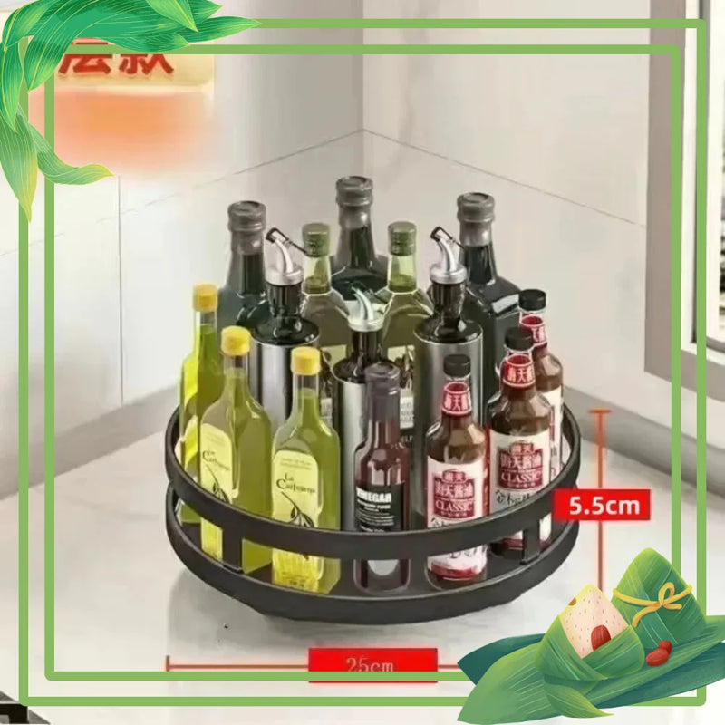 Kitchen Rotatable Storage Rack Condiment Holder Salt Oil Sauce Vinegar Spice Jar Rack Seasoning Storage Box Organizers Shelves