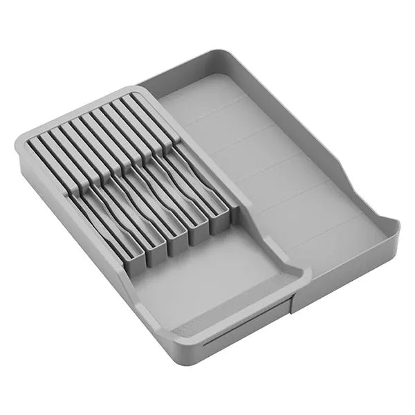 Knife Block Holder with Expandable Organizer Storage Tray for Kitchen Countertop Retractable Knife Organizer Drawer Insert