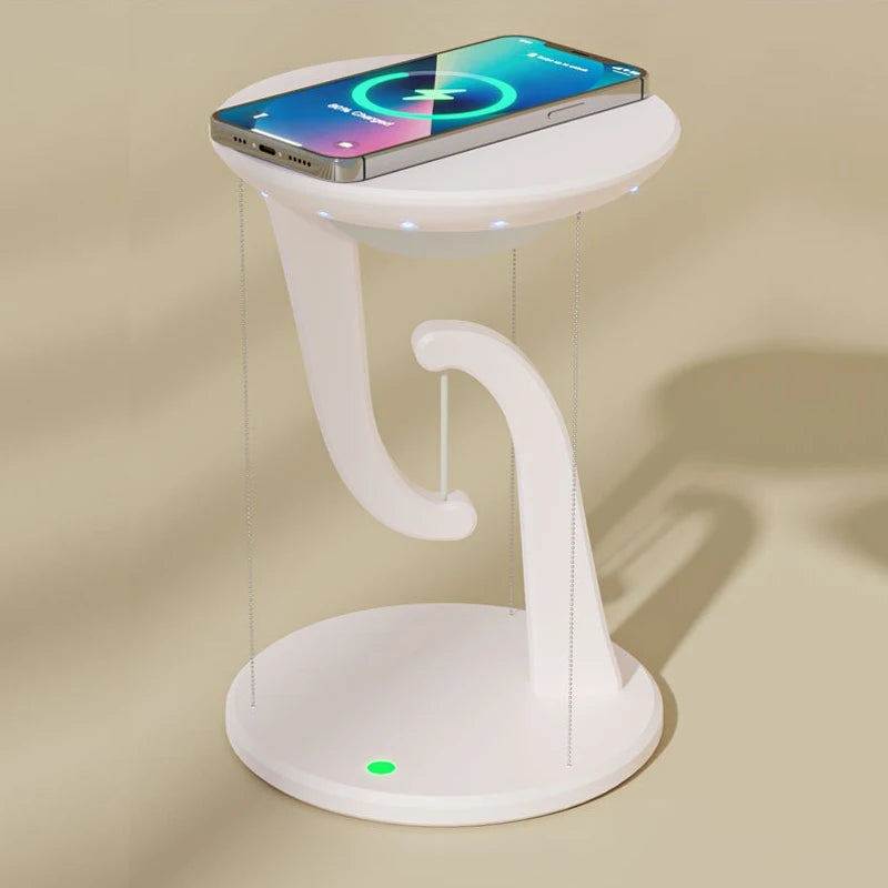 Floating Design LED Desk Lamps 15W Wireless Charging Stepless Dimming Touch Control Novelty Night Light Bedroom Decorative Light