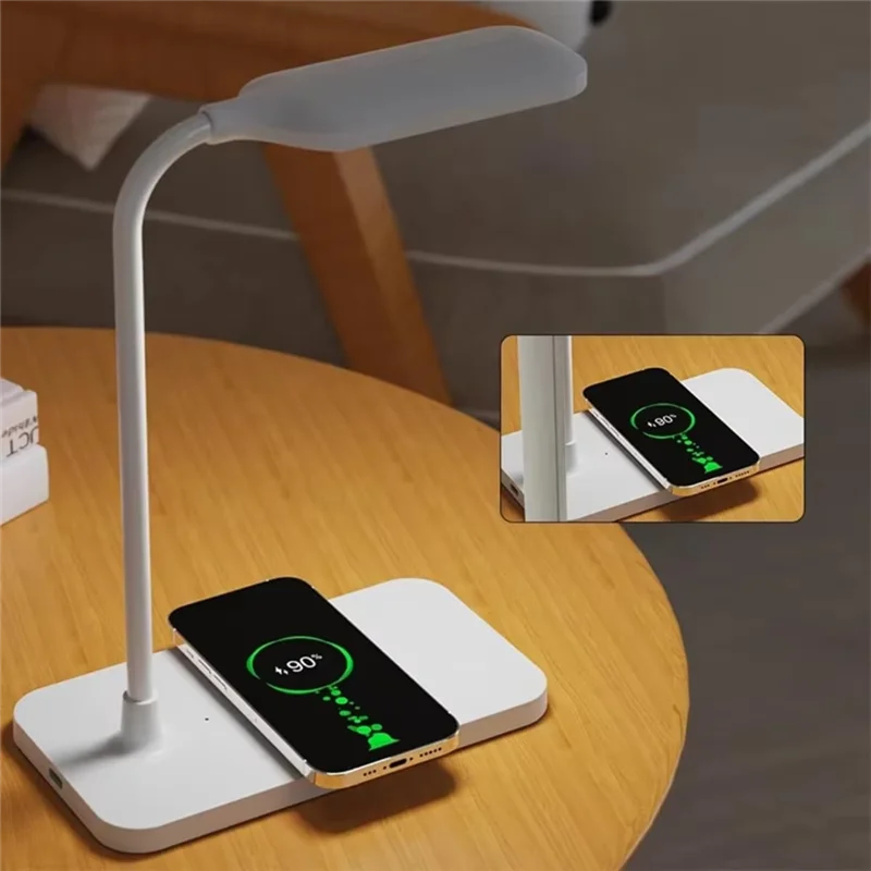 Ultra 15W LED Desk Lamp Wireless Charging Desk Lamp Adjustable Light Eye Protection Desk Lamp Flexible Touch Activated White