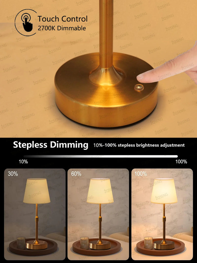 Simple Rechargeable Table Lamp Bar Desk Lamp Dimming Atmosphere Wireless Night Light for Bedroom USB Charging Touch Decor Lamp