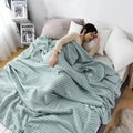 Summer Waffle Plaid Cotton Bed Blanket Throw Thin Quilt Knitted Bedspread Home Hotel Coverlets Green Pink Throw Blankets