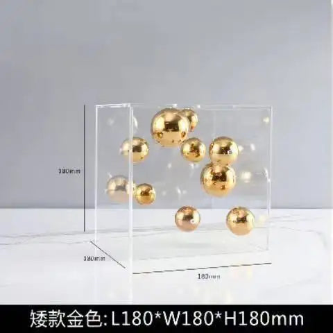 Creative Square Acrylic Cover Sphere Decoration Living Room Porch Cabinet Crafts Ornament Modern Clear Acrylic Square Home Decor