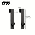 2pcs Bathrobe Hanger Shower Room Glass Over Door Hanging Hooks Punch-free Waterproof Towel Hanger Metal S-Shape Bath Towel Hooks