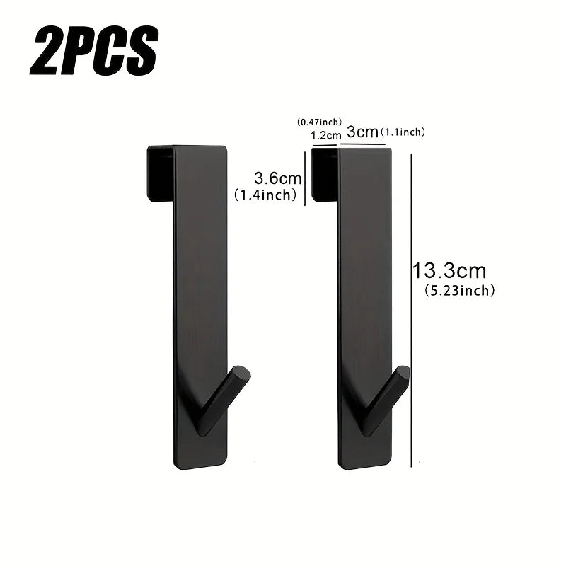 2pcs Bathrobe Hanger Shower Room Glass Over Door Hanging Hooks Punch-free Waterproof Towel Hanger Metal S-Shape Bath Towel Hooks