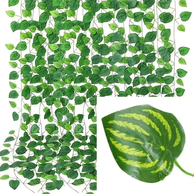 4.4/11M Artificial Plant Green Ivy Leaf Garland Fake Plant Creeper Hanging Vine Outdoor DIY Garden Wall Wedding Party Home Decor