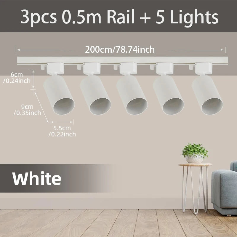 GU10 Track Light Led Spotlights 110V/220V Track Rail Lighting for Living Room Decor Clothing Store Ceiling Spot Lights Full Sets