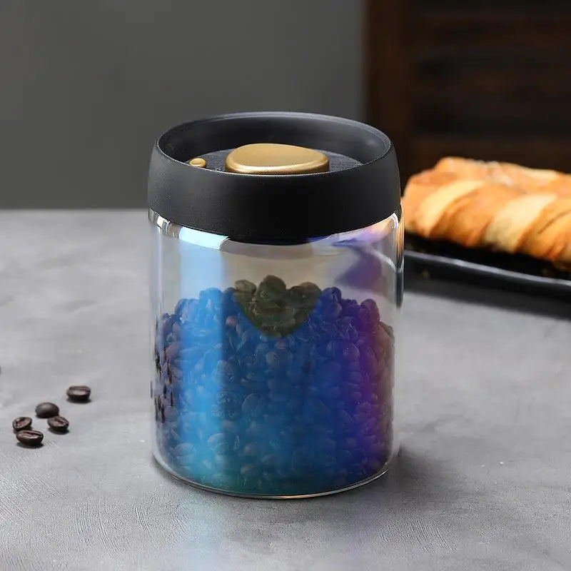 Vacuum Sealed Tank Coffee Bean Glass Sealed Jar Household Moisture-proof Air Extraction Airtight Container Coffee Set